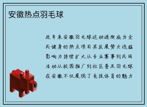 安徽热点羽毛球