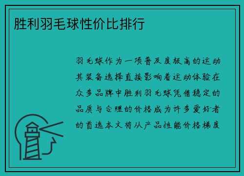 胜利羽毛球性价比排行
