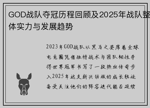 GOD战队夺冠历程回顾及2025年战队整体实力与发展趋势