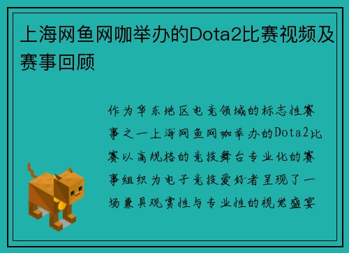 上海网鱼网咖举办的Dota2比赛视频及赛事回顾